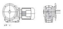 Flange mounted helical bevel geared motor with solid shaft